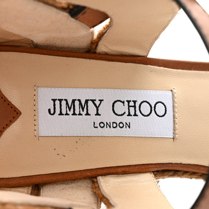 Jimmy Choo Calfskin Espadrille Delphi 100 Wedge Sandals 39.5 Cuoio 7 of 11