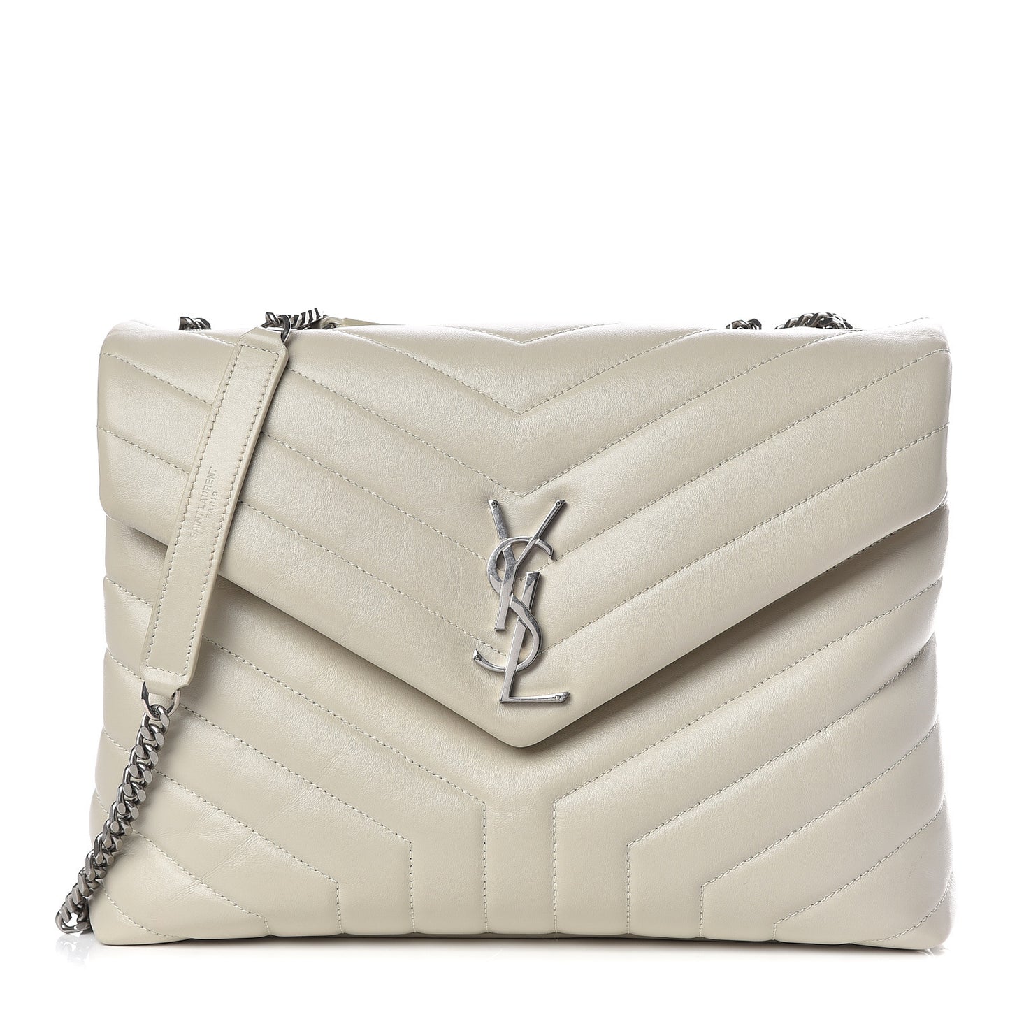 Calfskin Y Quilted Monogram Medium Loulou Chain Satchel Ivory