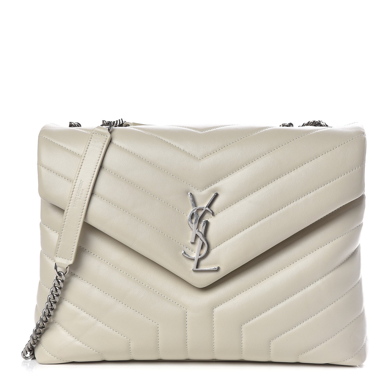 Saint Laurent Calfskin Y Quilted Monogram Medium Loulou Chain Satchel Ivory 1 of 10