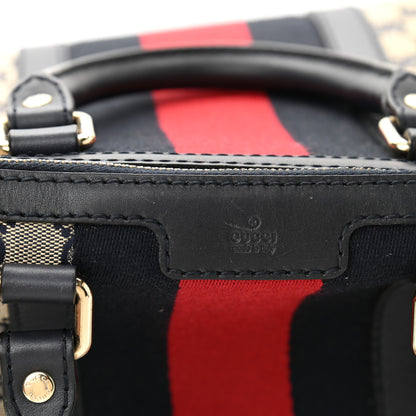 Gucci Monogram Selleria Calfskin Vintage Web Medium Boston Beige Blue 15 of 19