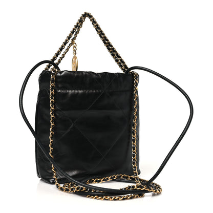 Chanel Shiny Calfskin Quilted Mini Chanel 22 Black White 3 of 10