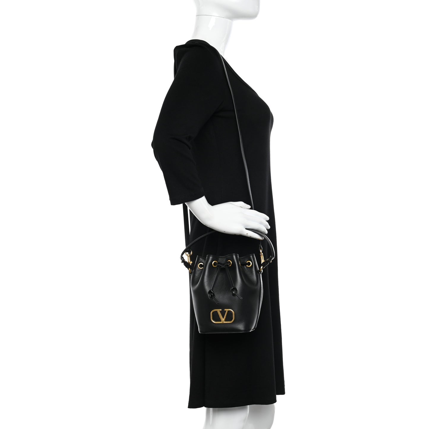 Nappa Mini VLogo Signature Bucket Bag Black