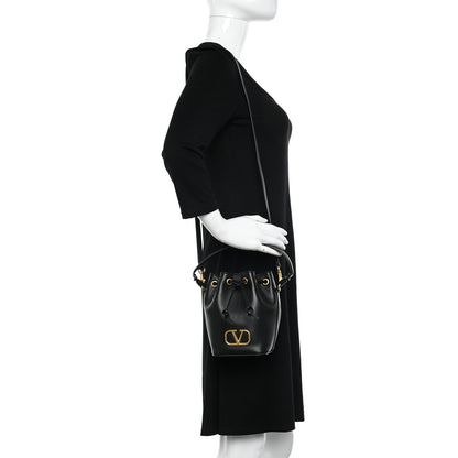 Valentino Garavani Nappa Mini VLogo Signature Bucket Bag Black 2 of 9