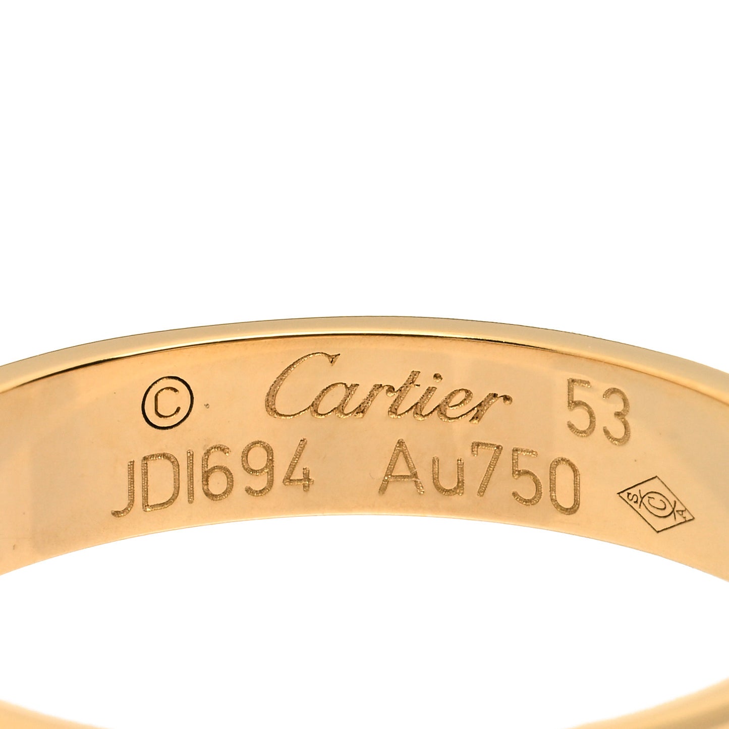 18K Yellow Gold 3.5mm LOVE Wedding Band Ring 53 6.25