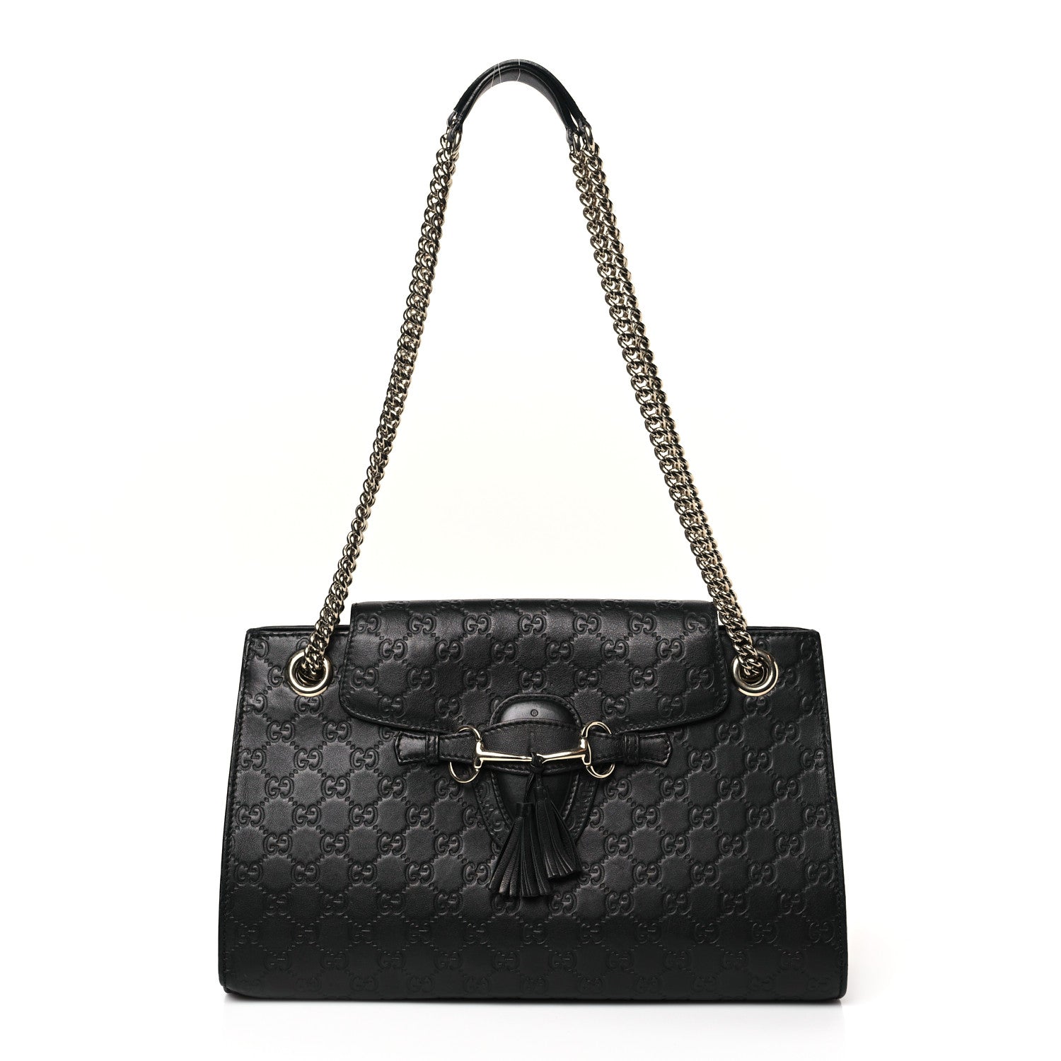 Gucci Guccissima Large Emily Chain Shoulder Bag Black 1 of 9