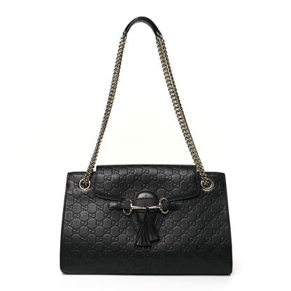 Gucci Guccissima Large Emily Chain Shoulder Bag Black 1 of 9