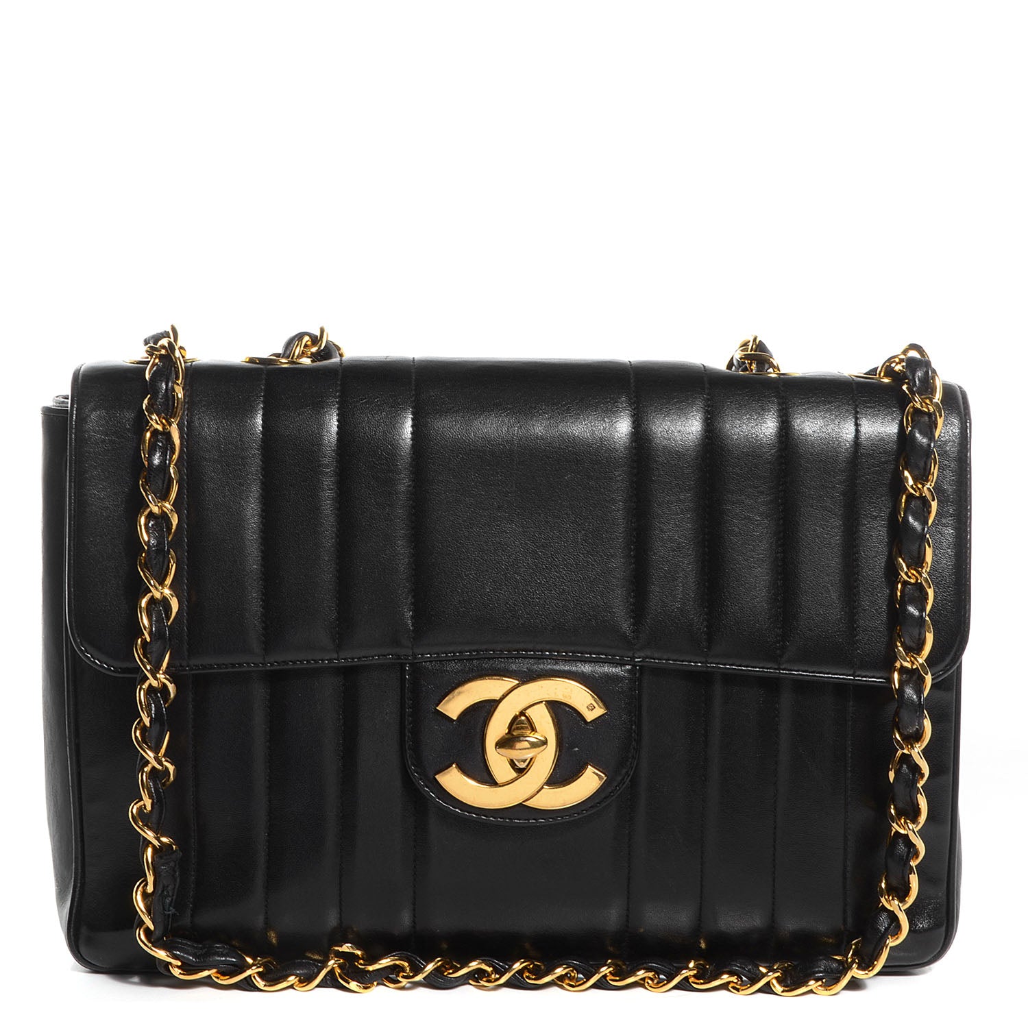 Chanel Lambskin Vertical Quilt Jumbo Flap Black 1 of 8