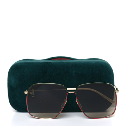 Gucci Web Rectangular Frame Interlocking G Sunglasses GG0394S Green Red 7 of 7