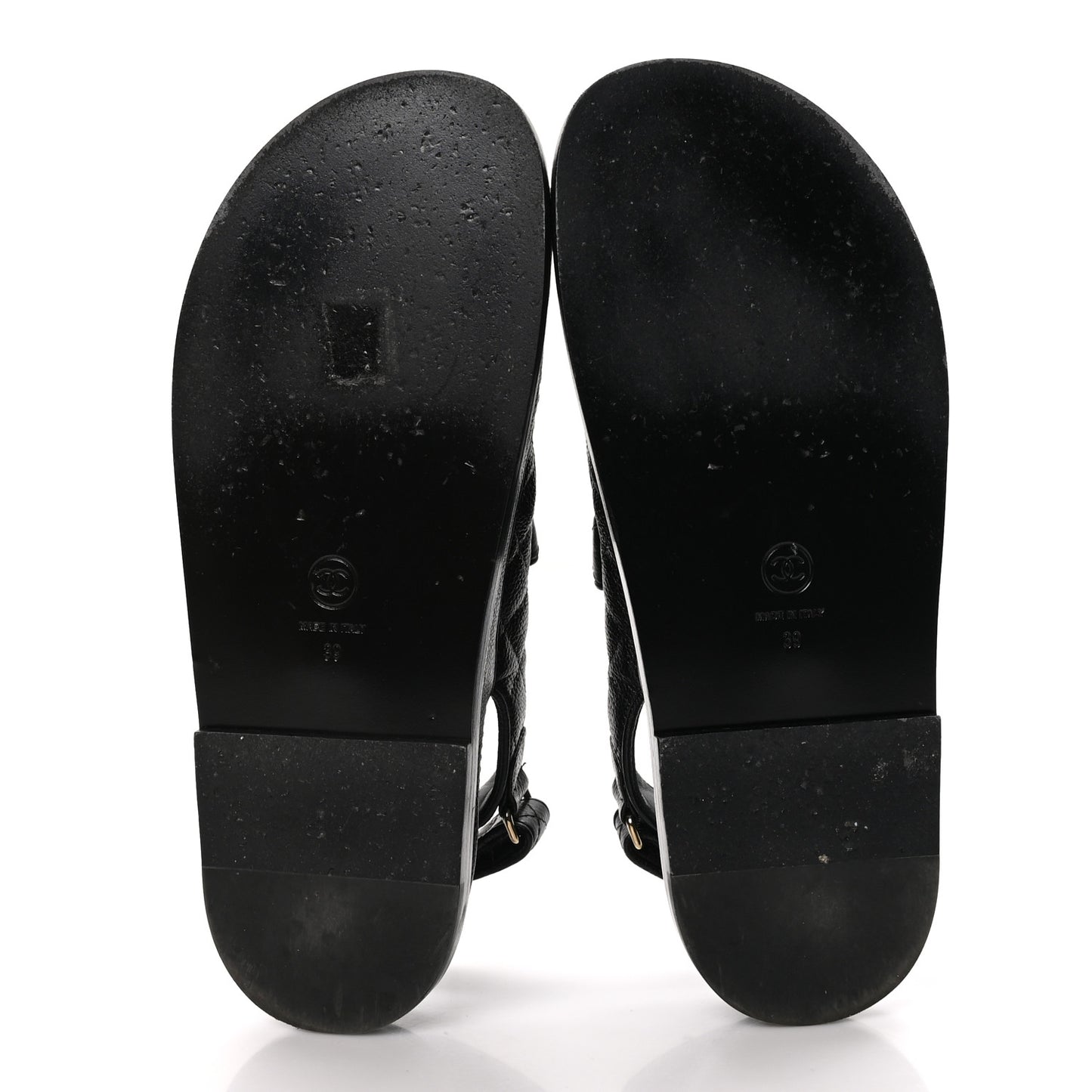 Grained Calfskin Velcro Dad Sandals 39 Black