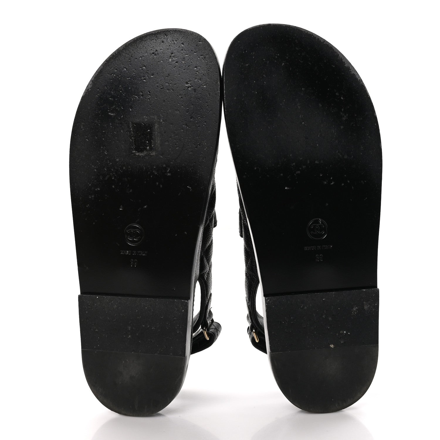 Chanel Grained Calfskin Velcro Dad Sandals 39 Black 5 of 12