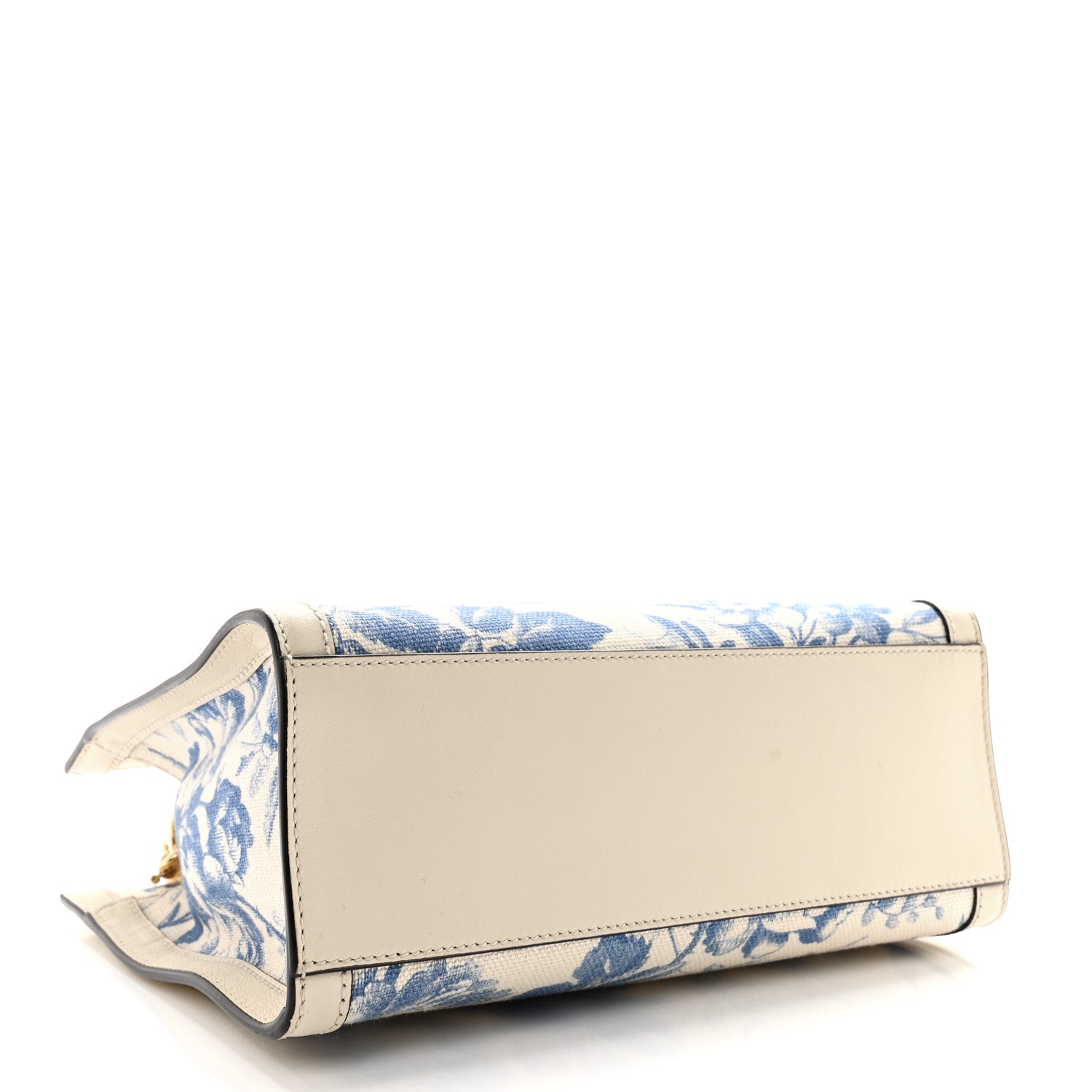 Gucci Canvas Herbarium Print Ribbon Top Handle Bag Blue 4 of 11