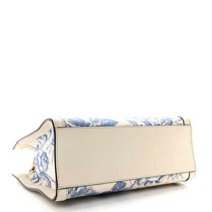 Gucci Canvas Herbarium Print Ribbon Top Handle Bag Blue 4 of 11