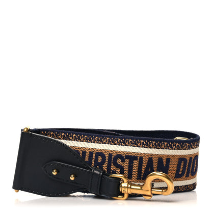 Christian Dior Canvas Embroidered Shoulder Strap Chocolate Multicolor 1 of 4