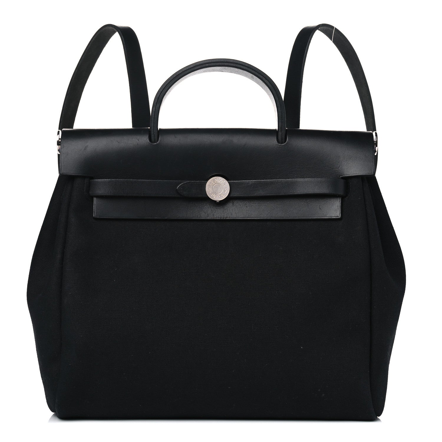 Hermes Toile Vache Calfskin Herbag 30 PM Backpack Black 1 of 13