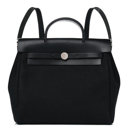 Hermes Toile Vache Calfskin Herbag 30 PM Backpack Black 1 of 13