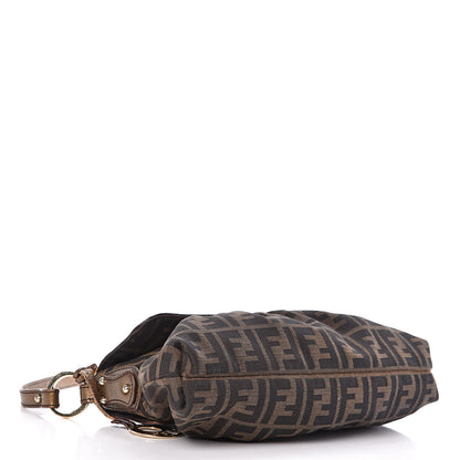 Fendi Zucca Laminated Vachetta Small Chef Shoulder Bag Tobacco Bronzo 4 of 18
