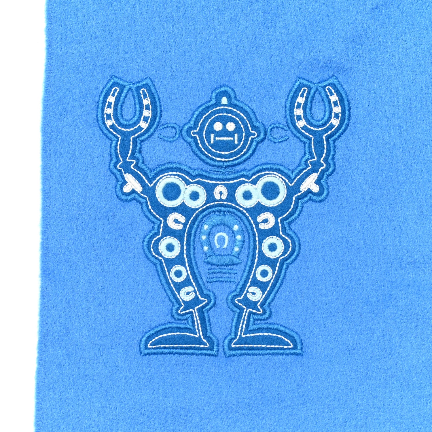 Hermes Cashmere Mr Farrier Patch Detail Muffler Bleu Grec 5 of 5