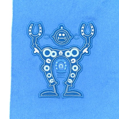 Hermes Cashmere Mr Farrier Patch Detail Muffler Bleu Grec 5 of 5