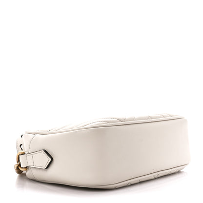 Gucci Calfskin Matelasse Small GG Marmont Chain Shoulder Bag White 4 of 13