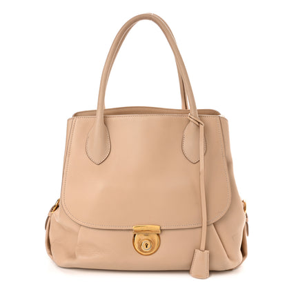 Salvatore Ferragamo Calfskin Fiamma Bag New Bisque 1 of 21