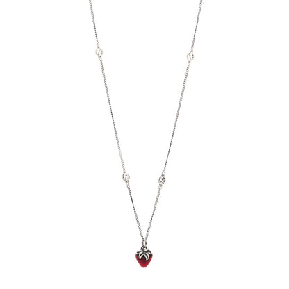 Gucci Sterling Silver Enamel Interlocking G Strawberry Pendant Necklace 1 of 3
