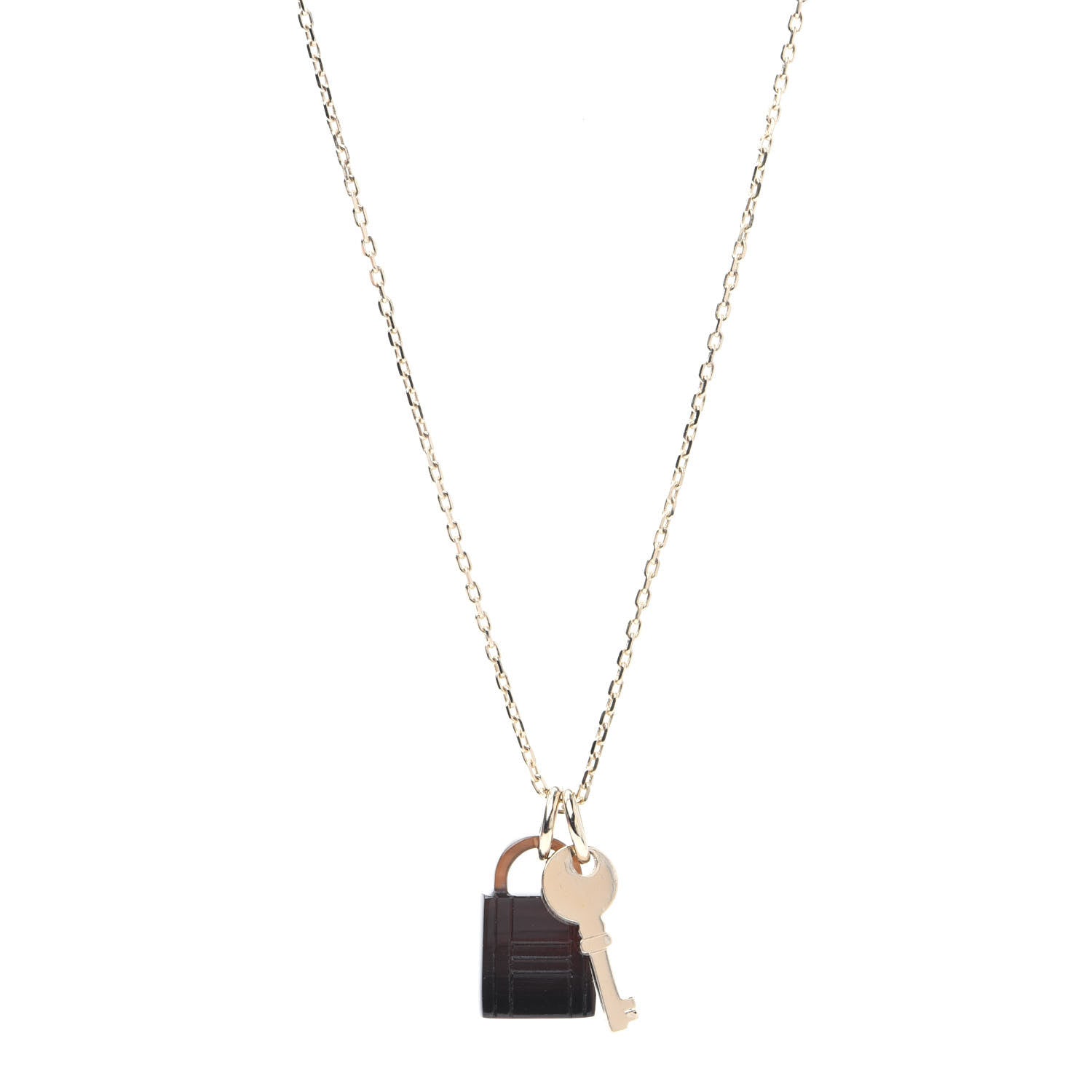 Hermes Permabrass Buffalo Horn Amulette Padlock PM Pendant Necklace 1 of 6