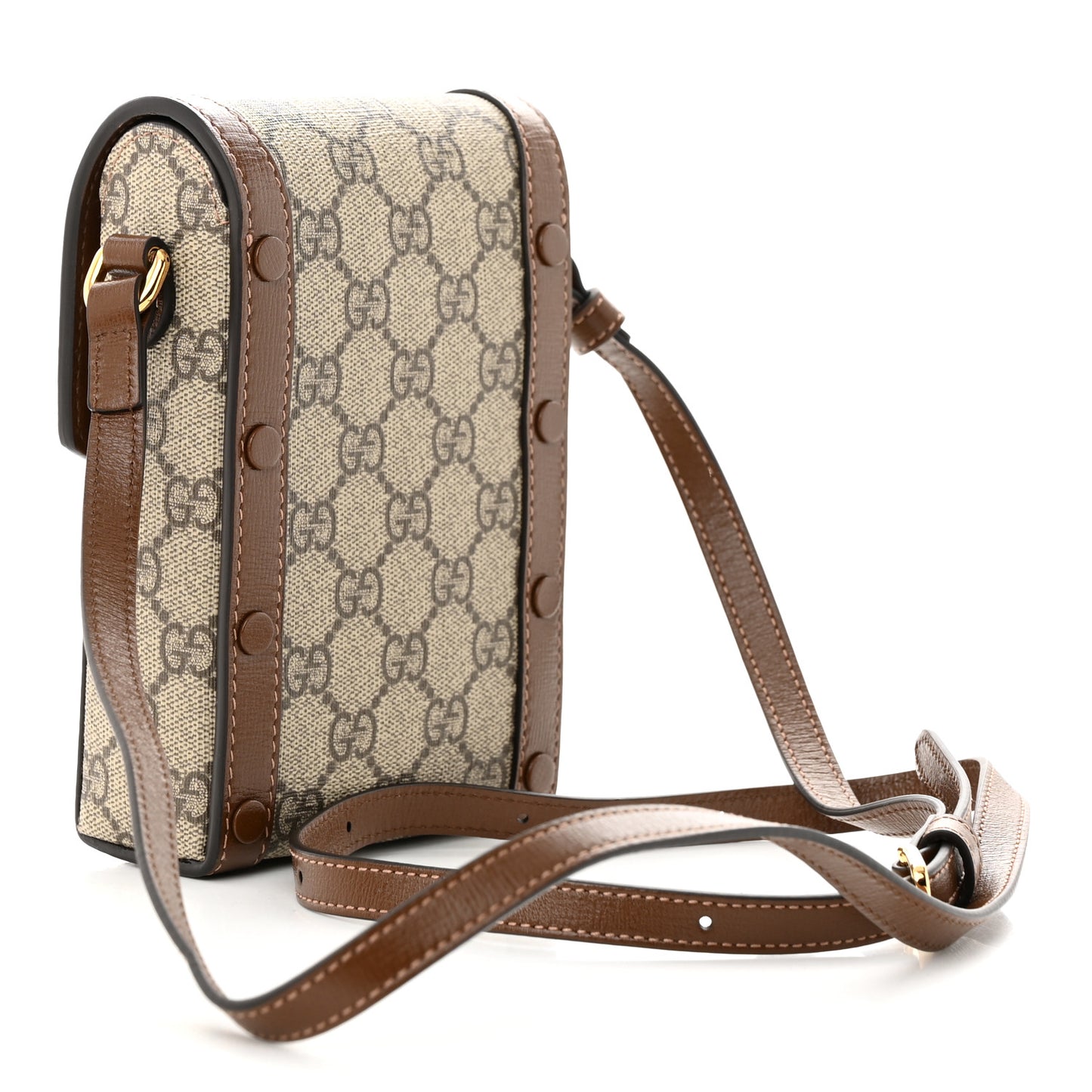 GG Supreme Monogram Mini Horsebit 1955 Crossbody Bag Beige Brown Sugar