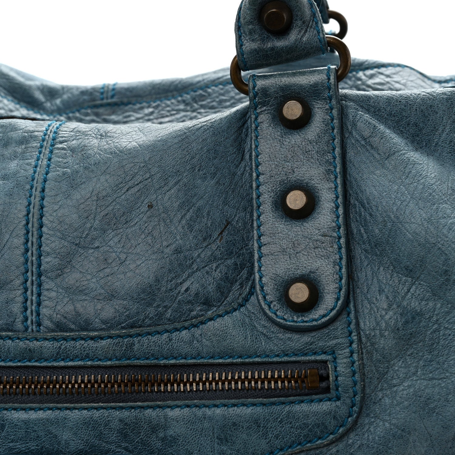 Balenciaga Agneau Classic Hardware Weekender Turquoise 14 of 16
