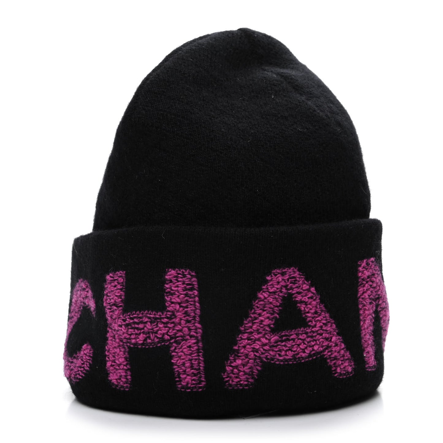 Cashmere Logo Beanie Hat Black Fuchsia