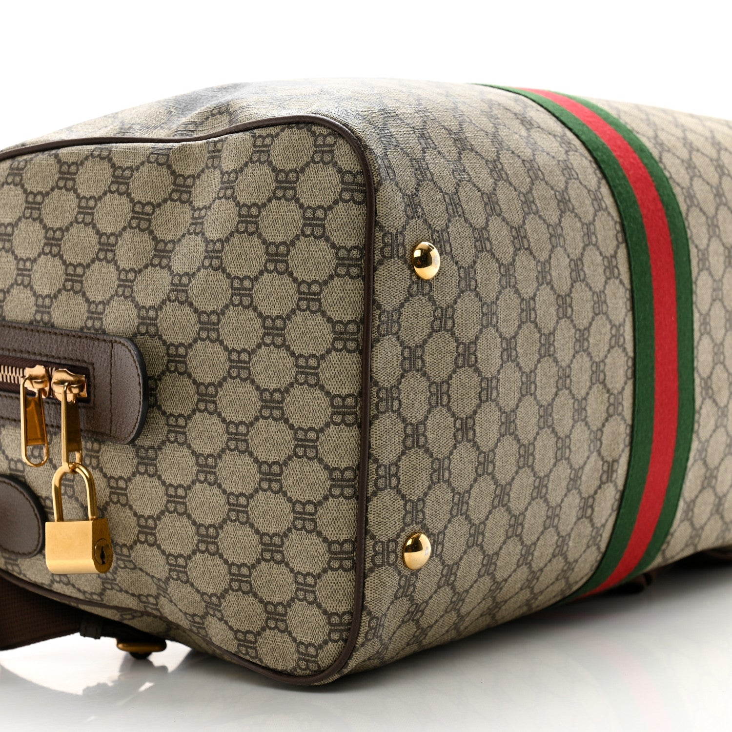 Gucci X BALENCIAGA BB Monogram Web Graffiti Medium Ophidia Carry-On Duffle Bag Beige New Acero 8 of 13
