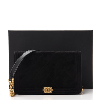 Chanel Velvet Quilted Boy Wallet On Chain WOC Black 11 of 11