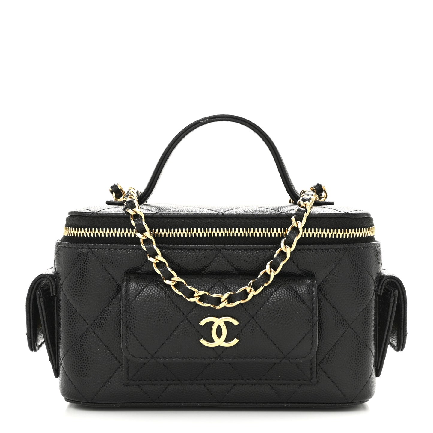 Caviar Quilted Polly Pocket East West Top Vanity With Chain Black