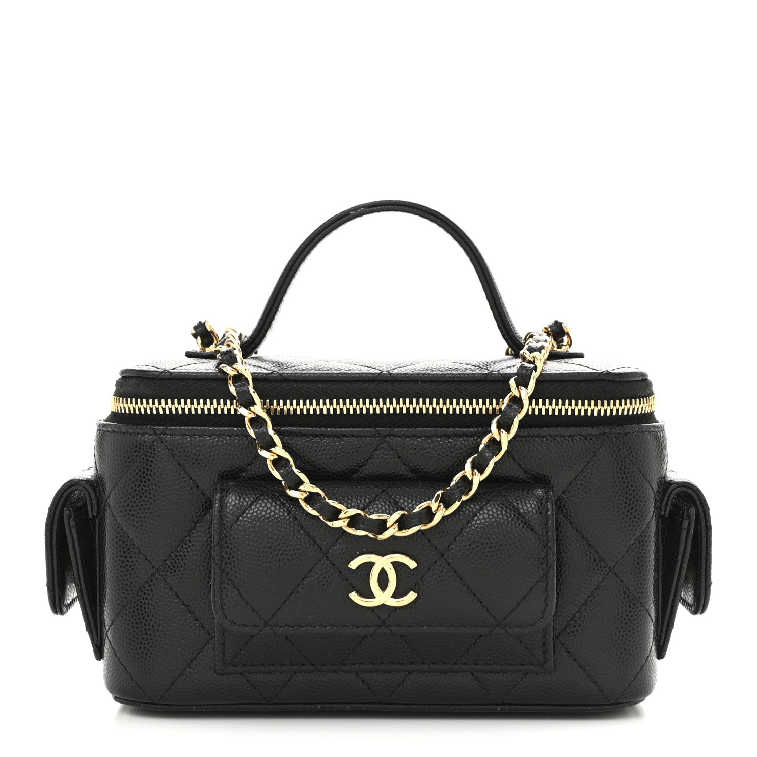 Chanel Caviar Quilted Polly Pocket East West Top Vanity With Chain Black 1 of 11