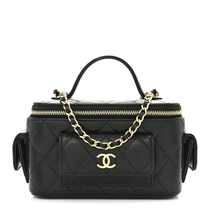 Chanel Caviar Quilted Polly Pocket East West Top Vanity With Chain Black 1 of 11