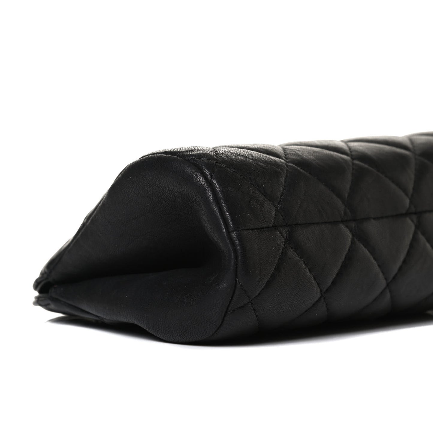 Aged Calfskin Quilted Leo Lion Clutch Black
