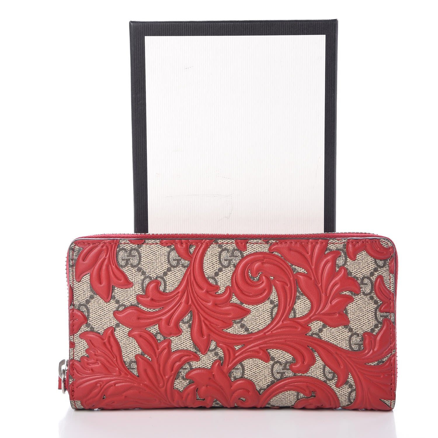 Gucci GG Supreme Monogram Arabesque Zip Around Wallet Hibiscus Red 7 of 7