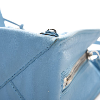 Balenciaga Supple Calfskin Papier Mini A4 Zip Around Tote Bleu Azur Clair 10 of 12
