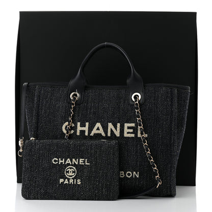 Chanel Denim Small Deauville Tote Dark Blue White 12 of 12