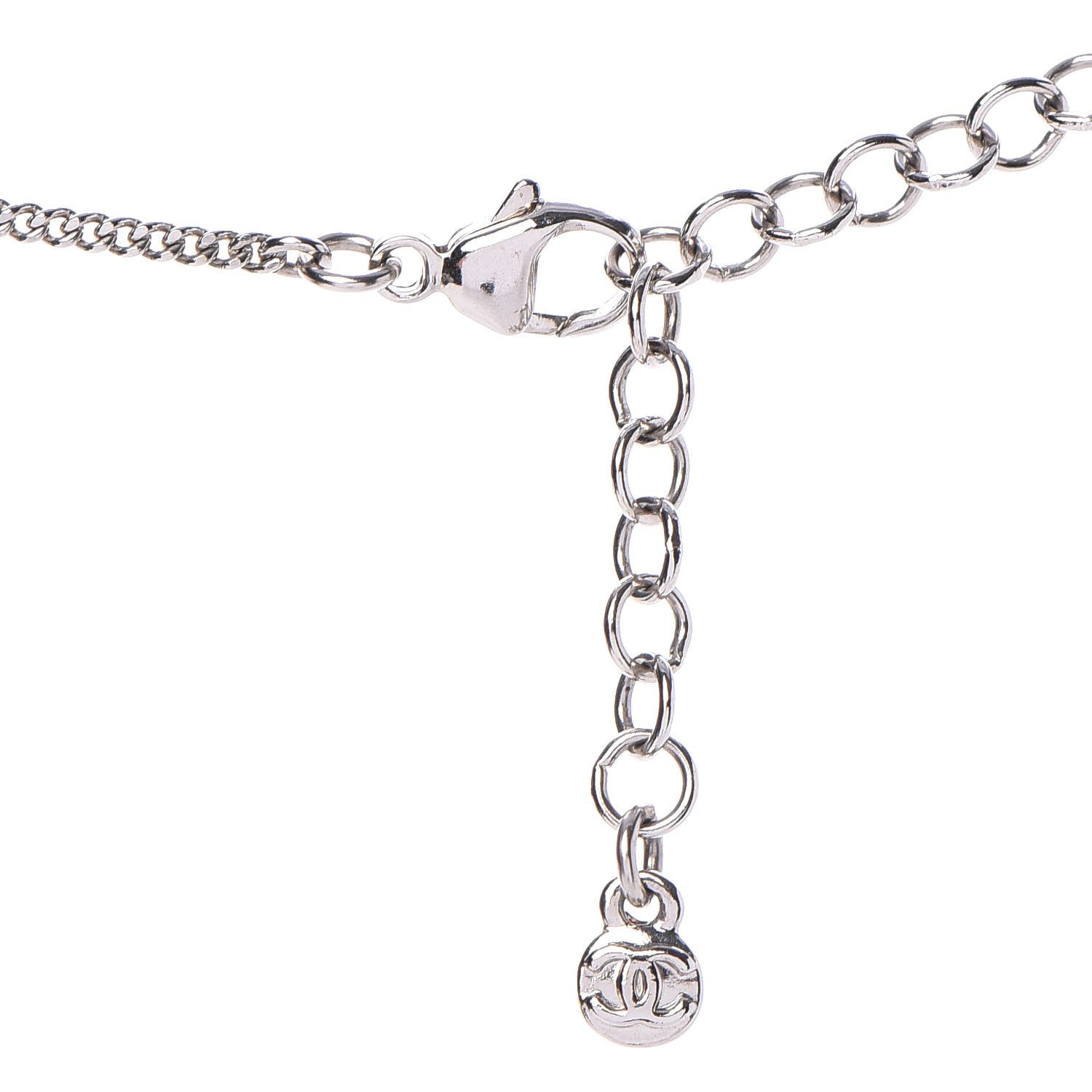 Chanel Crystal CC Necklace Silver 4 of 7