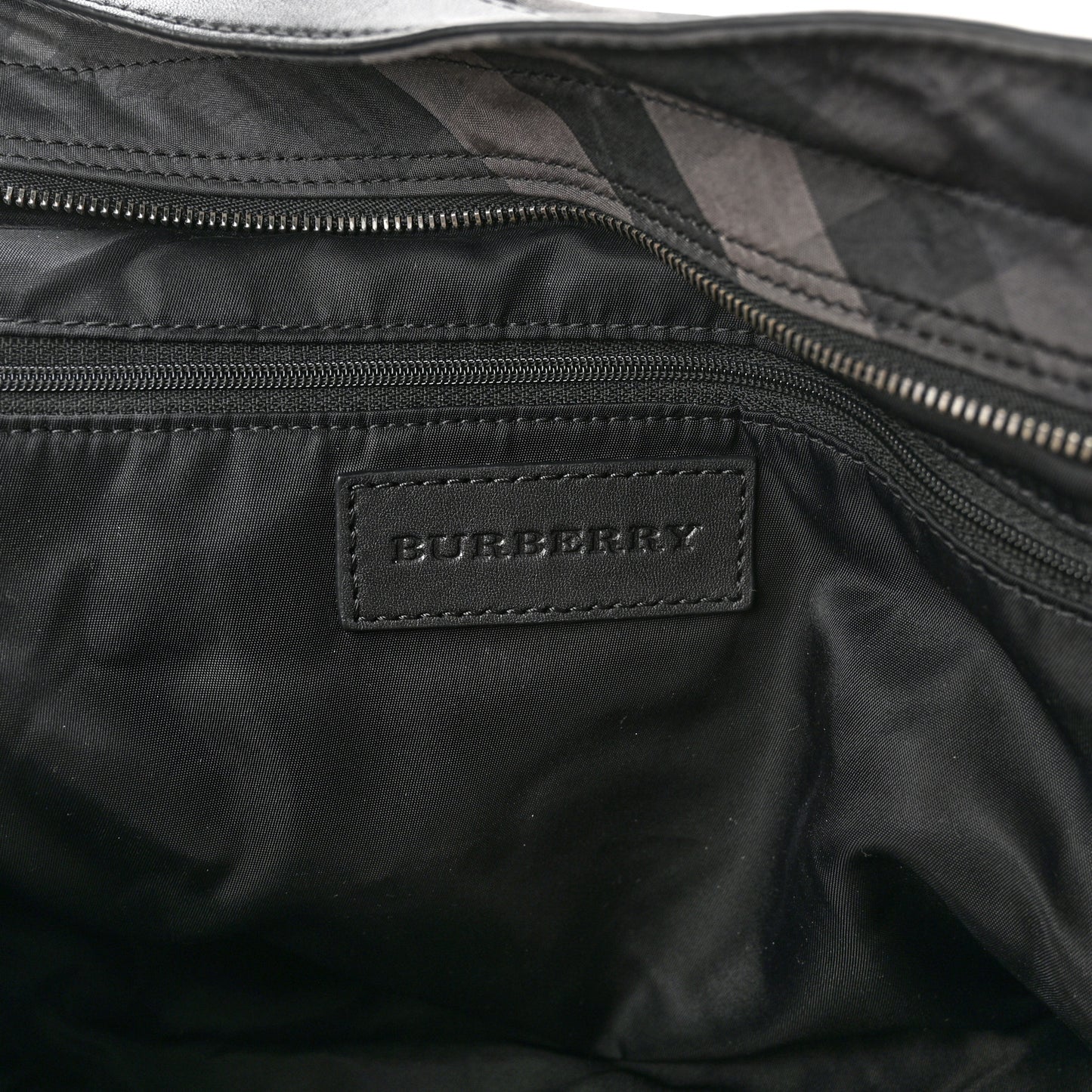 Nylon Check Small Buckleigh Packable Tote Charcoal