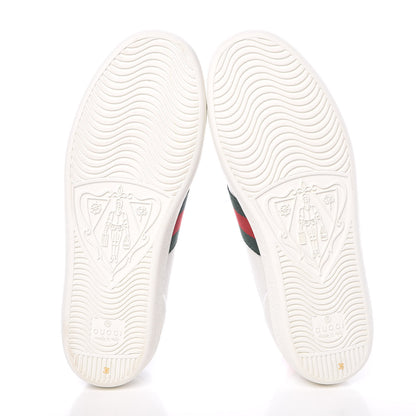 Gucci Calfskin Ayers Bee Embroidered Womens Ace Sneakers 36 White Green 6 of 9