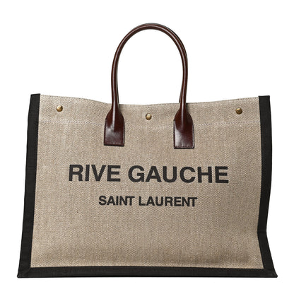 Saint Laurent Linen Calfskin Rive Gauche Tote Natural 1 of 10