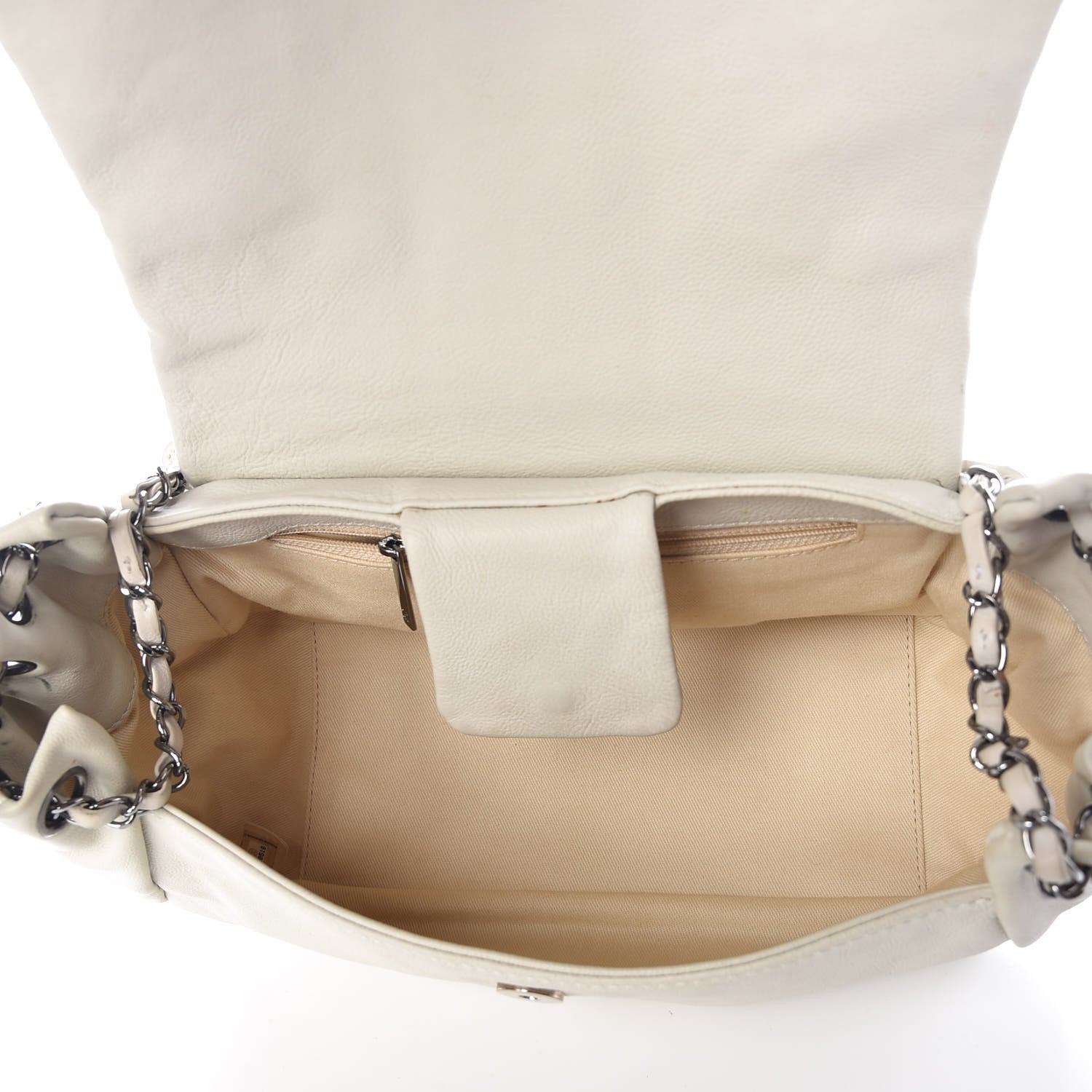 Chanel Calfskin Diamond Stitch Accordion Flap White 7 of 9