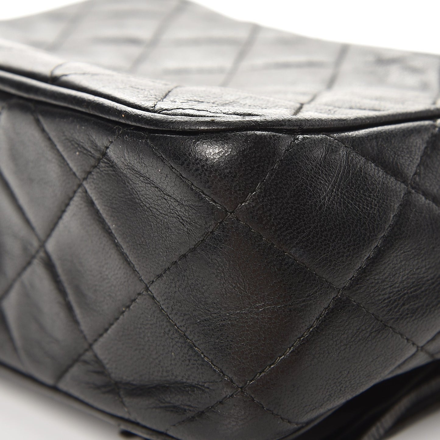 Lambskin Quilted Tassel Camera Case Black