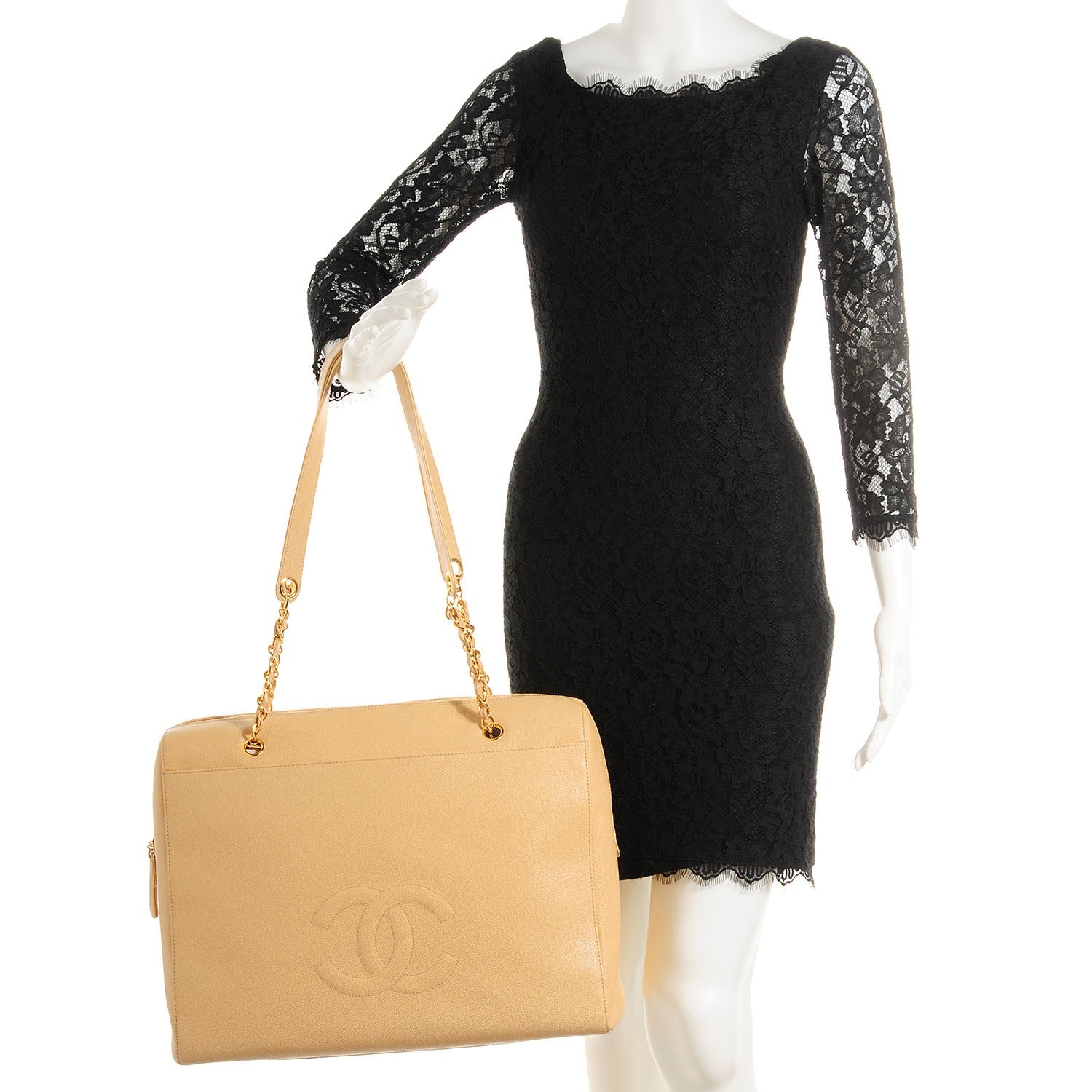 Chanel Caviar Shoulder Bag Beige 2 of 7