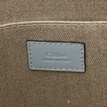 Chloe Linen Calfskin Medium Woody Ribbon Tote White Light Blue 5 of 9