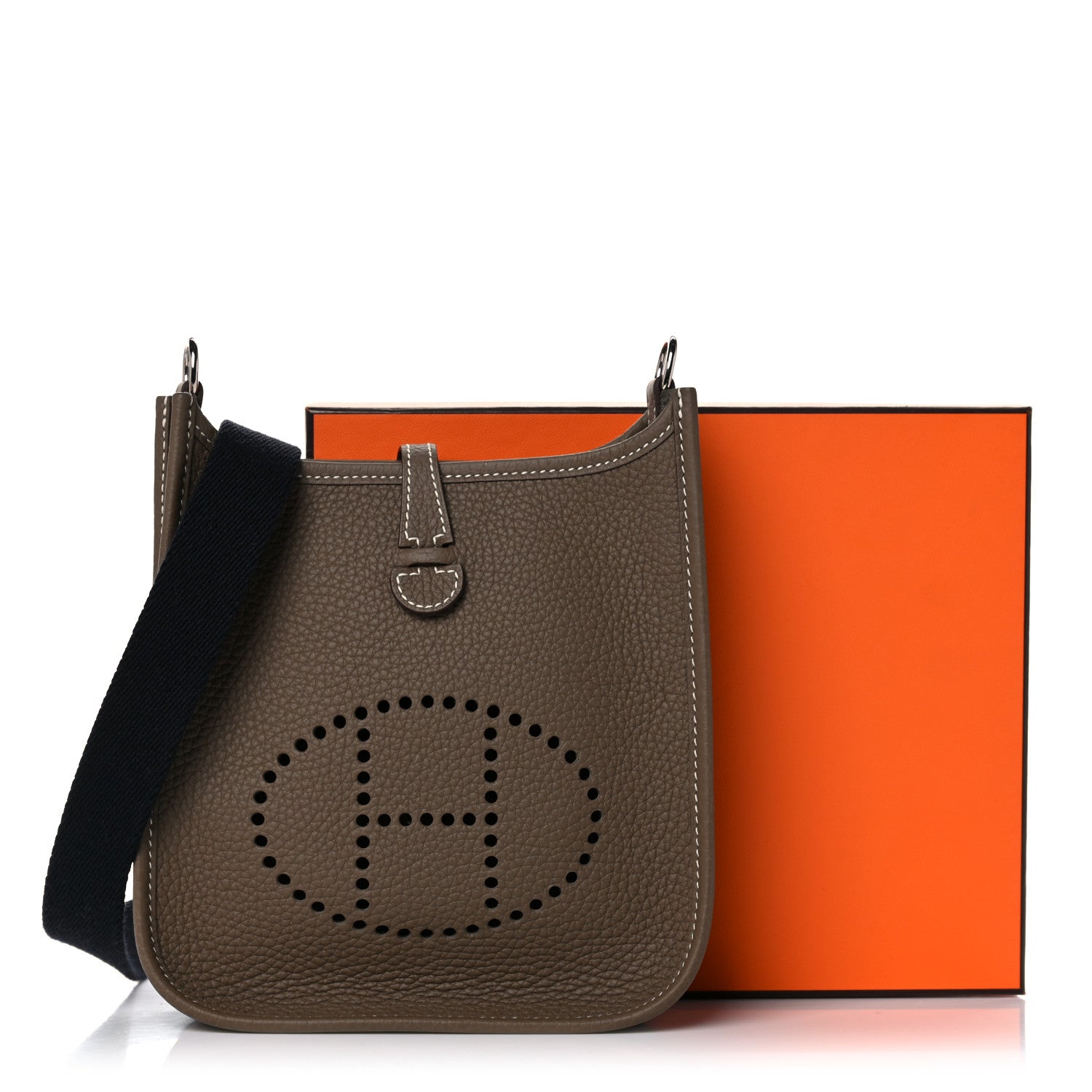 Hermes Taurillon Clemence Amazone Evelyne TPM Etoupe Bleu Indigo 11 of 11