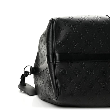 Louis Vuitton Calfskin Shadow Monogram Keepall Bandouliere 50 Black 7 of 9