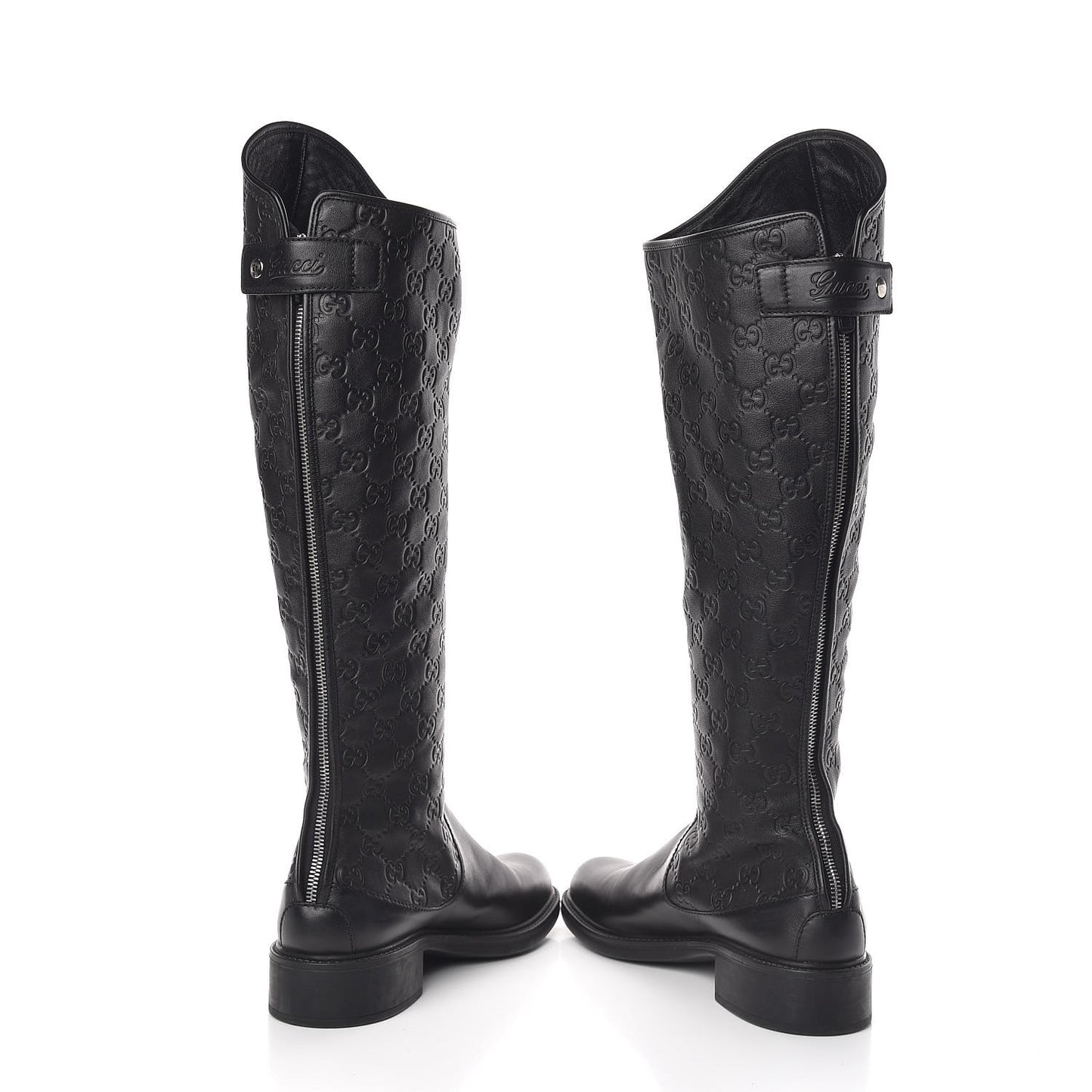 Guccissima Calfskin Miro Soft Knee High Riding Boots 39 Black