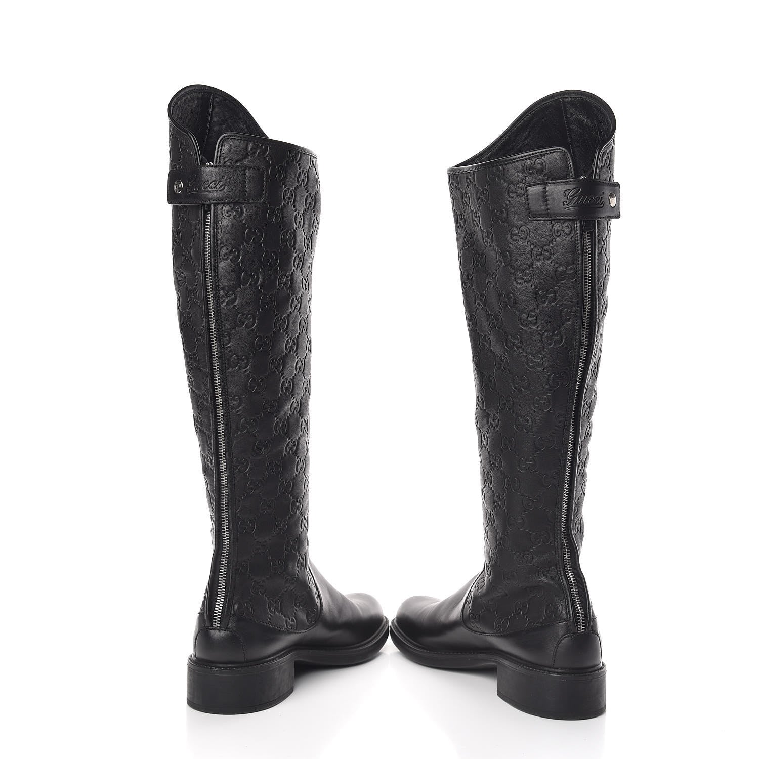 Gucci Guccissima Calfskin Miro Soft Knee High Riding Boots 39 Black 5 of 10